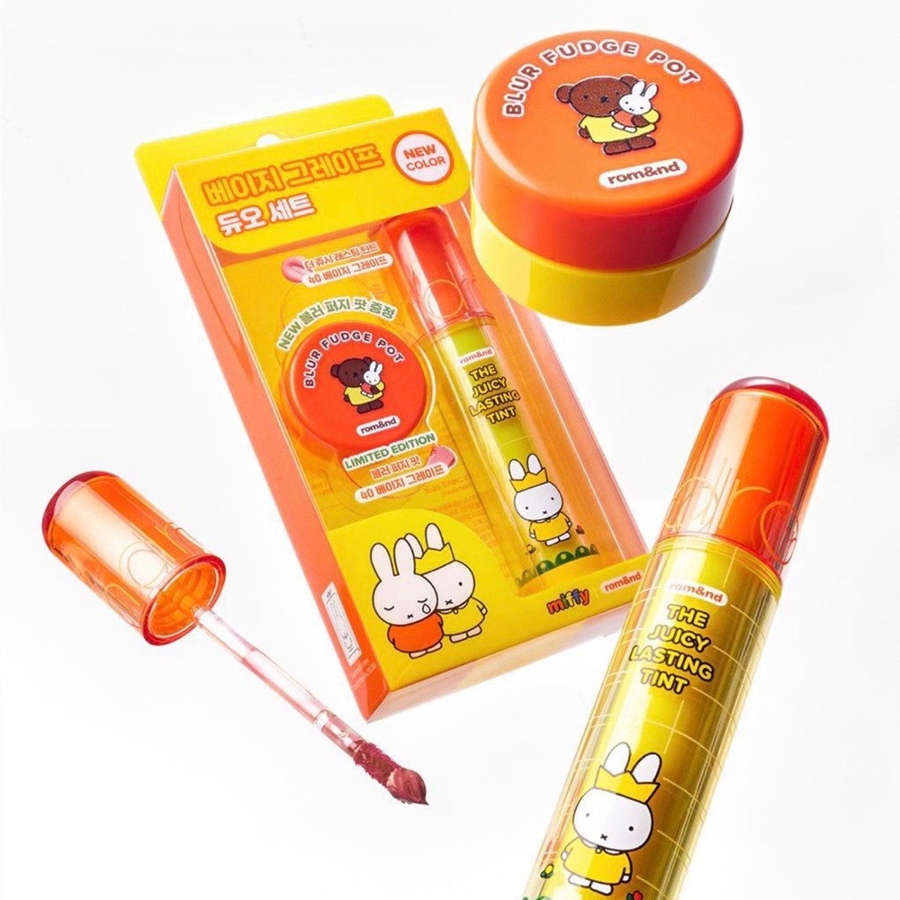 2- sets: 4pcs Total w/ miffy keychain: Juicy Lasting Tint + Blur Fudge Pot Sets